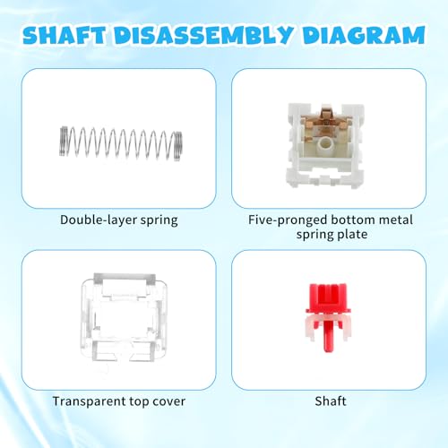 Image of Mechanical Keyboard Switches, 50 Pcs 3 PIN Red Keyboard Clickers for 3D Prints Dustproof Clicky Switches Replacement for Most Gaming Keyboards