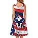 Qznuberone Amercian Flag 4th of July Dress for Women Summer Sleeveless Eagle Red White and Blue Sundress (Amercian Flag Eagle,XS)
