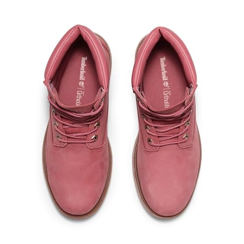 Timberland Bota feminina Linden Woods impermeável de 15 cm, Nobuck rosa médio, 36