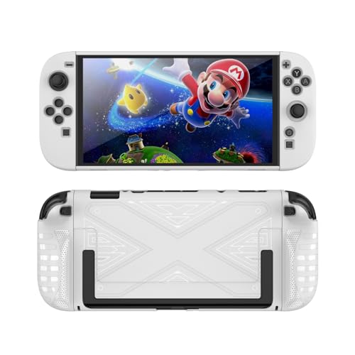 Image of QINOUK Case Compatible with Nintendo Switch 2, Soft TPU Case with Built-in Kickstand, Anti-Scratch Protective Case Compatible with Nintendo Switch 2-White