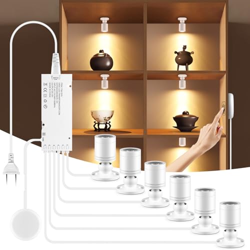 CHNMALITAI 6PCS LED Under Cabinet Lighting,Touch Dimmable 12V Mini LED Spotlight 3W 3000K with 18W...