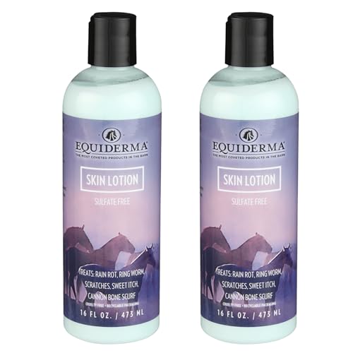 Equiderma (2 Pack) Horse Skin Lotion Gentle No-Rinse Relief for Cannon Bone Scurf Mane & Tail Irritation Midline Belly Scabs Dry Skin & Hair Loss