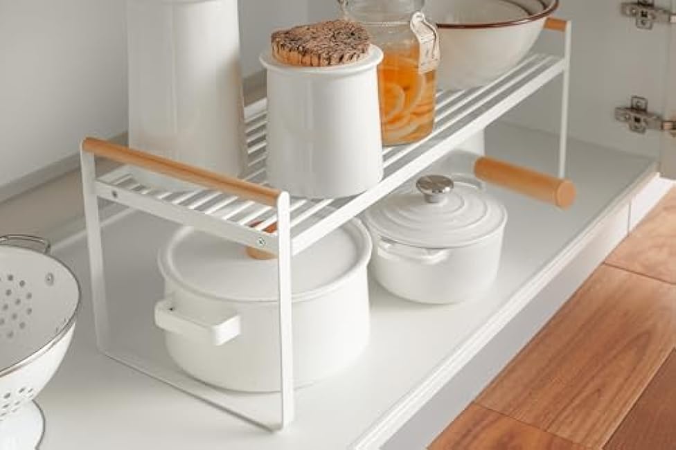 YAMAZAKI home Wired Organizer Rack-Kitchen Storage Shelves, One Size, White - 3803