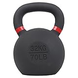 Kettlebell Hierro Fundido 32kg Viok Sport – Pesa rusa de hierro fundido Negra, base plana, t– Entrenamiento funcional & gimnasio en casa