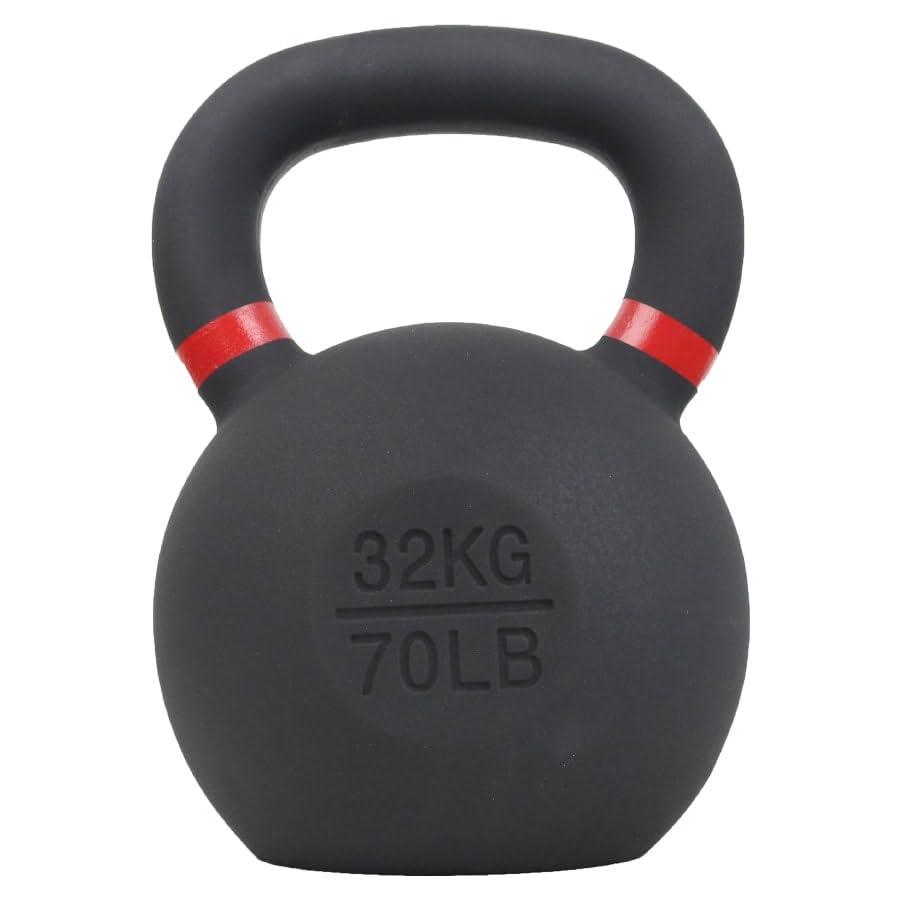 Kettlebell Hierro Fundido 32kg Viok Sport – Pesa rusa de hierro fundido Negra, base plana, t– Entrenamiento funcional & gimnasio en casa