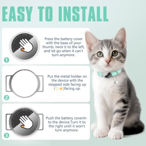 AirTag Cat Collar, Elastic Tracker Collar with Airtag Holder and Bell - 3