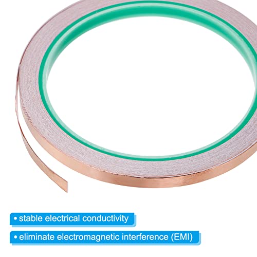 Image of PATIKIL Copper Foil Tape 0.24 Inch x 33 Feet 0.05mm Thick Double Sided Conductive Adhesive EMI Shielding for Electronics, Circuits, Grounding