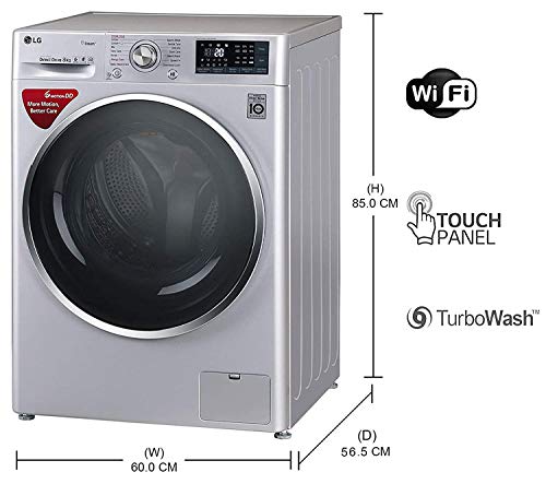 Image of LG 8 kg Inverter Wi-Fi Fully-Automatic Front Loading Washing Machine (FHT1408SWL, Luxury Silver)