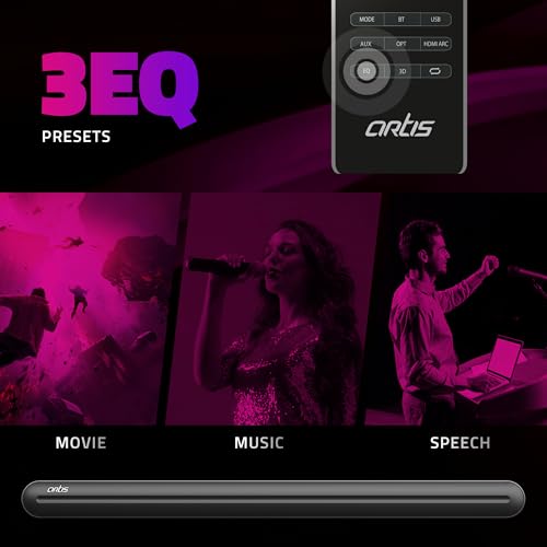 Image of Artis SoundHub 410 320W 2.1Channel Wireless Bluetooth Sound bar & Wireless Subwoofer, 3 EQ Presets, 4 Driver Units & Input Modes: Bluetooth /HDMI(ARC) / AUX in /COAXIAL /Optical /USB Input
