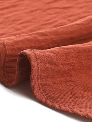 Seta T Women's High Low Tops Long Sleeve Back Keyhole Round Neck Asymmetrical Hem Tops Dressy Casual Blouse X-Large Brick Red