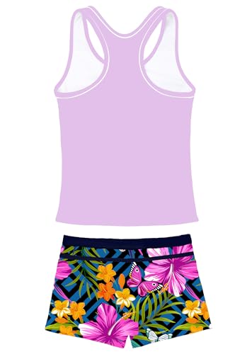 Image of Girls Bathing Suits Two Piece Vest Style Swimsuit with Boyshort Tankini Swimwear, 14-15 Years
