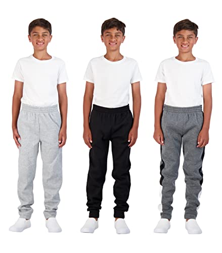 Hind Pacote com 3 calças de moletom para meninos de lã e tricô com bolsos para uso atlético e casual