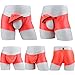 HASWECHYS Men’s Boxer Briefs Sexy Front Open Detached Bulge Pouch Silky Smooth Glossy Access Underwear 2 Pack Mul01 M