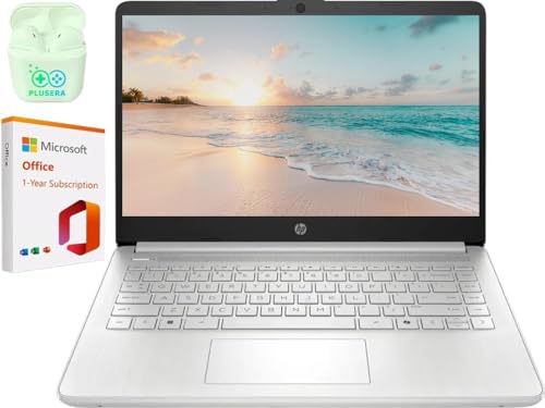 Image of HP 14 inch LED Business &Student Laptop with 1-Year Office 365, 4GB RAM 640GB Storage (128GB UFS + 512GB SD Card), Intel Quad-Core N150 Processor, Windows 11 S, PLUSERA Earphones, Natural Silver