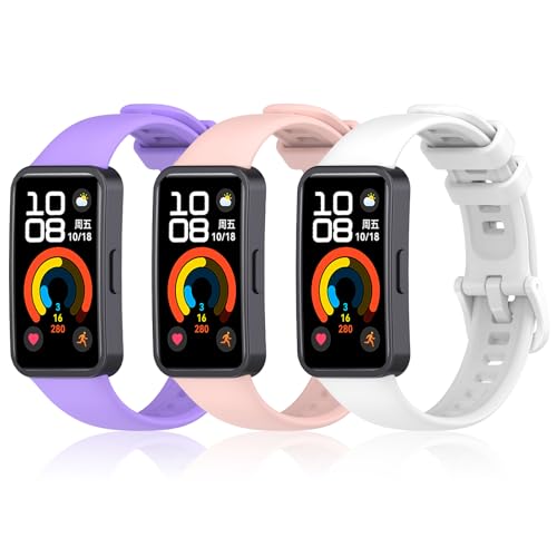 DHWGang 3 Juegos de Correas de Silicona Compatibles con Huawei Band 10 9 8 Reloj Inteligente Pulseras de Repuesto, Ajuste sin Costuras, Deportes, Correa de Uso Diario, para Hombres y Mujeres