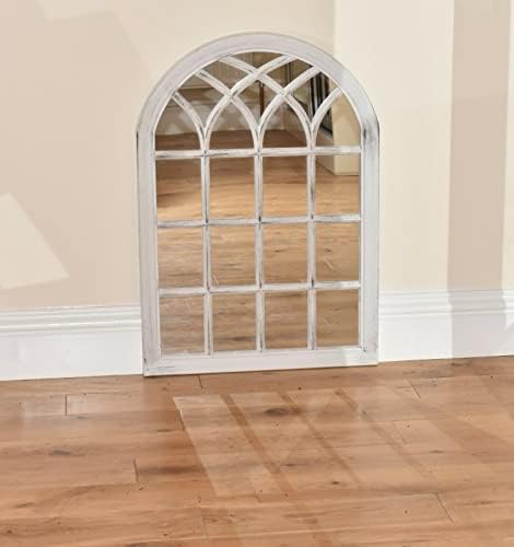 DEENZ White Rustic Soho Window Style Mirror Elegant Vintage Hallway Mirror 50.5X71X2.5Cm