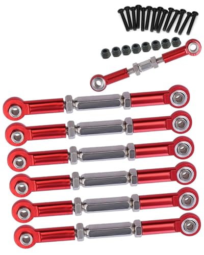 ARRCat Upgrade Parts Turnbuckles Camber Links for 1/10 Slash/Rustler/Hoss/Stampede 2WD 4WD 4X4 RC Truck, Aluminum Adjustable Turnbuckles,Replace 3644 3745 1935,Red