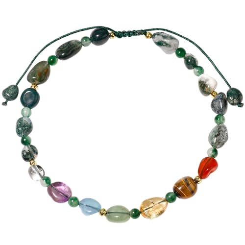Image of 7 Chakra Crystals and Stones Anklet Irregular Tumbled Gems Beaded Ankle Bracelets for Women Spiritual Energy Meditation Yoga Healing Jewelry Mom's Gifts