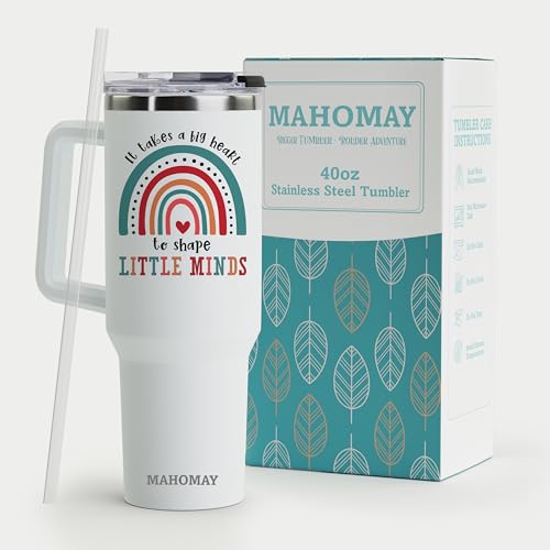 Insulated Teacher Coffee Mug - 40oz Stainless Steel Tumbler with Handle - Perfect for Christmas or Teacher Appreciation Gifts