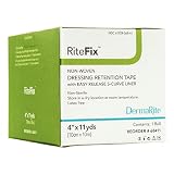 RiteFix Non-Woven Dressing Retention Tape - 4" x 11 yds - with Easy Release S-Curve Liner for Conven