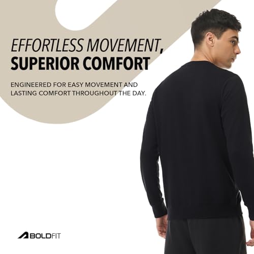 Image of Boldfit Sweatshirt for Man, Ultra Soft Warm Sweatshirts for Men, Stylish Tailored Fit Full Sleeve Mens Sweatshirts, Tshirt Style Winter Wear for Men, Winter Sweatshirt for Casual & Semi-Formal Outfits