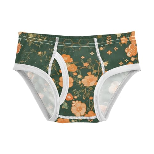 KLL Stylish Embroidery Bee Butterfly Flowers Moss Green Toddler Boy Soft Nighttime Underwear Cute Children Panties