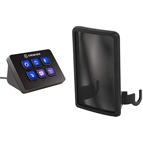 Elgato Stream Deck Mini - Live Content Creation Controller with 6 customizable LCD keys, for Windows 10 and macOS 10.11 or later & Wave Pop Filter: Anti-Plosive Noise Shield Eliminates Pops and Hisses