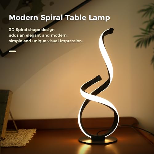 2 Lámparas de Mesa LED en Espiral para Noche Negras miniatura 5
