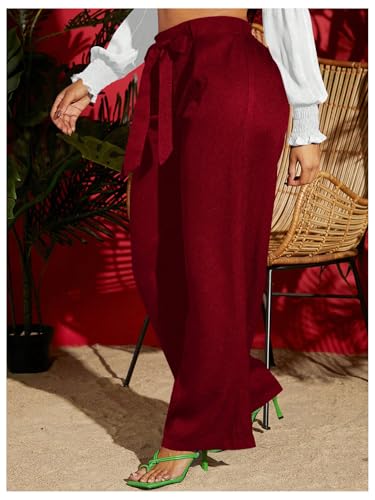 Women's Bow Knot Front Formal Dress Pants Wide Leg High Waisted Long Work Trousers2