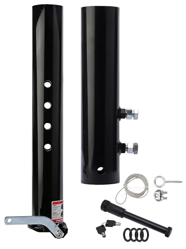 FlexHitch 30K LBS Heavy-Duty Gooseneck Trailer Coupler | 8 Height Adjustable | 4 Round Tube | Extra Safety Pin Lock | Fits 2-5/16 Ball Remote Release Design