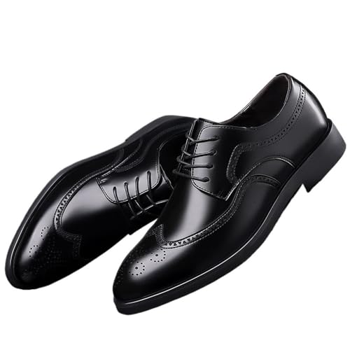 Men's Business Dress Shoes Fashion Brock Large Size Men's Shoes Derby Shoes(Brown,42)2