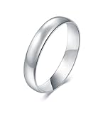 BORUO Wedding Band | Waterproof | 14K White Gold Plated | Plain Dome Tarnish Resistant Comfort Fit Stacking Rings | No Tarnish Silver Rings for Women - 4mm Each Band Size 8