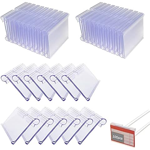 GZLCEU 100 Portaetiquetas para Precios de Plástico PVC Transparente Cover