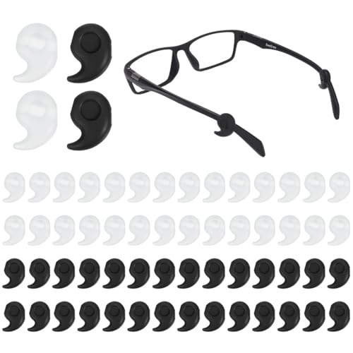 JYNXOR 30 Paires Anti Glisse Lunettes, Retenues de Silicone, Porte-Lunettes Anti-Dérapant, Manchon Silicone pour Branche de Soleil