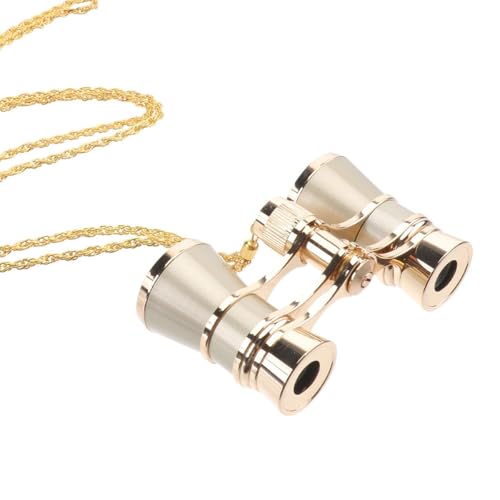 Orivin Jumelles de théâtre entièrement en métal, portatives avec chaîne, couleur champagne, grossissement x3, objectif 25 mm, verres optiques
