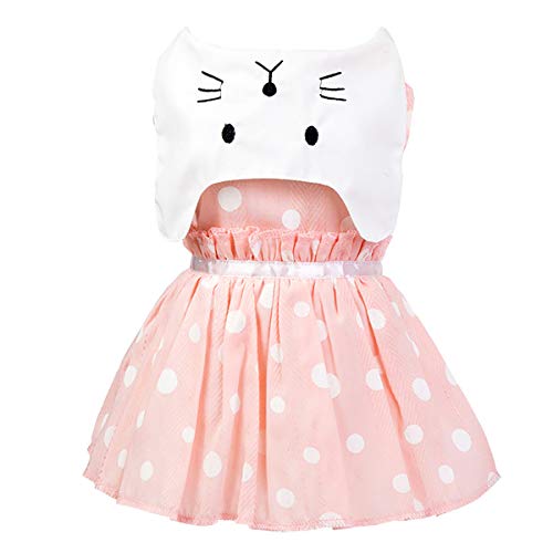 Dog Dress Puppy Skirt Dog Clothes Princess Dresses Tutu Skirt Cat Disguise Wedding Cotton Dress Luxury Bow Dress for Small Dog Girl (L,Pink)
