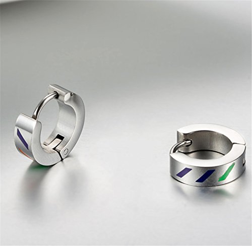 Hijones HI6170826SYEARRI02 Men'S Women'S Stainless Steel Rainbow Flag Huggie Hinged Hoop Earrings Lgbt Gay Pride Design thumb #4