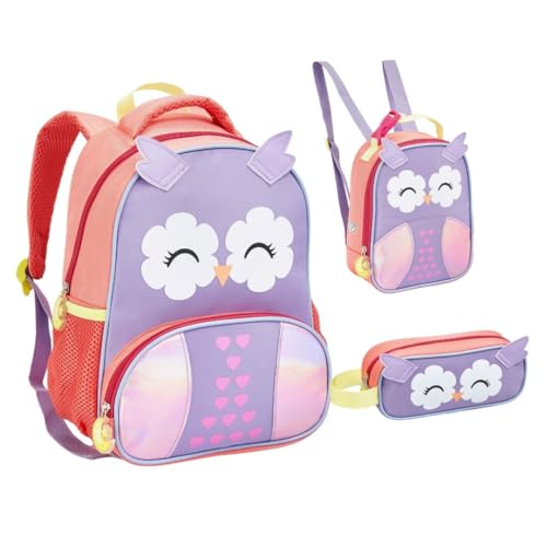 Kit Mochila De Creche Lancheira E Estojo Infantil ZOOP Coruja