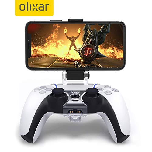 Olixar Controller Phone Mount for Sony PlayStation 5 DualSense Controller - Dominate the Mobile Gaming Battlefield by Linking your PS5 Controller to Your Phone (Guide Included) Olixar Controller Phone Mount for Sony PlayStation 5 DualSense Controller - Dominate the Mobile Gaming Battlefield by Linking your PS5 Controller to Your Phone (Guide Included)