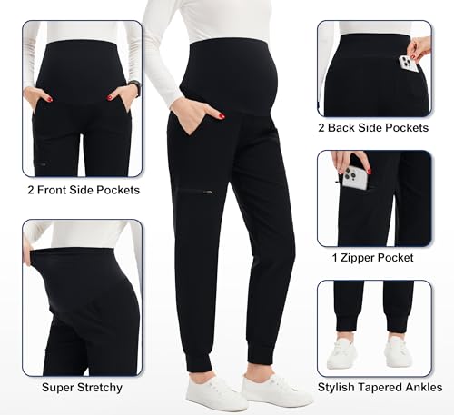 Image of PACBREEZE Women's Maternity Scrubs with 6 Pockets, Workwear Maternity Jogger Scrubs Pregnancy Pants, S-XXL
