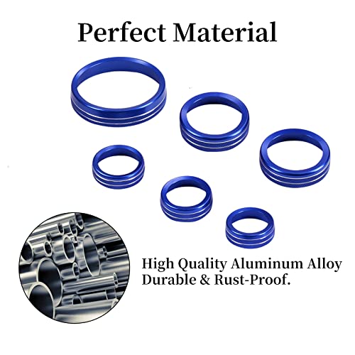 For Ford Bronco Accessories 2021-2023 Air Conditioner Headlight Switch Knob 4Wd Wheel Drive Trailer Gear Switch Knob Cover Accessories Aluminum 6Pcs Blue #TOP1