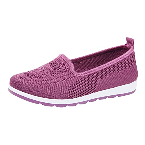 Generisch Zapatillas deportivas para mujer, con plataforma de cuña, ligeras, informales, transpirables, ortopédicas, modernas, de color sólido, cómodas, de verano, morado, 39 EU