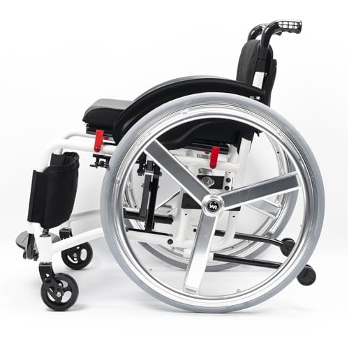 24インチアルミホイール付きスポーツ車椅子-転倒防止装置付き軽量折り畳み式輸送車椅子、自走式アルミ合金携帯手動車椅子(Seat width 40cm/15.7in,A)