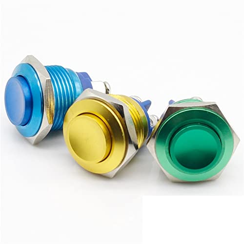 Bouton poussoir métallique 16mm à impulsion instantanée bleu haute conductivité
