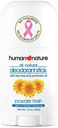 Human Nature 100% Natural Deodorant Stick with Tea Tree & Sunflower Oil, in Powder Fresh Scent (1.2 oz)
