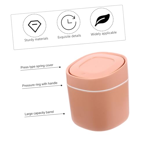 Mini caneca de basura rectangular con tapa rosa miniatura 4