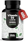 Vitamin D3 4000 IE hochdosiert - 400 Tabletten - vegetarisch & produziert in Deutschland - Verpackung kann variieren