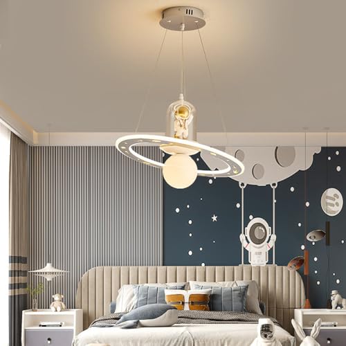 Plafonnier LED enfant astronaute design lune blanche 3000K-6000K