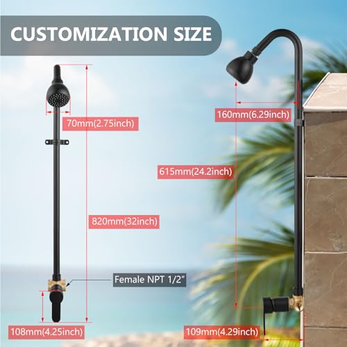GBBNE Outdoor Shower Kit Fixtures Faucet,Outside Shower with Single Handle for Backyard,Valve Included,Matte Black by GBBNE - Image 8