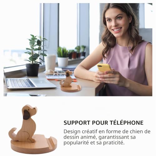 Cohentbliss Support de Téléphone Portable, Support pour Tablette, Supports pour Smartphone en Forme Chien, Universal Cell Phone Holder, Décoration de Table Créative (Couleur Bois) – vue 6